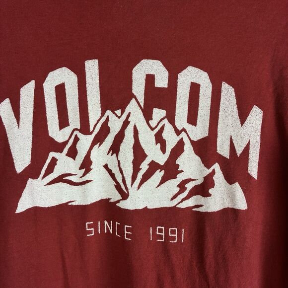 Volcom Men’s Red Long Sleeve Cotton Tee Shirt Size Small - Picture 2 of 4